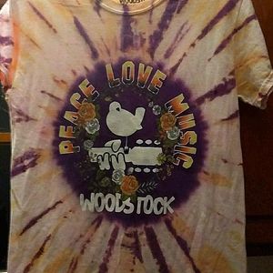 Woodstock tie dye tee shirt nwot